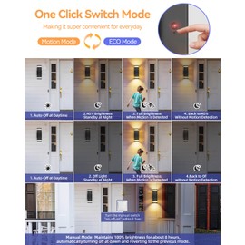 RAYVO Motion Sensor Outdoor Wall Light, Modern Dusk to Dawn Exterior Up and Down Sconce with 3 Modes, Waterproof LED Wall Mount Lighting for Porch Garage Patio, Black Finish, Bulbs Included