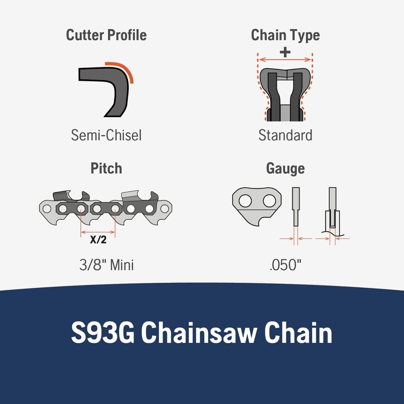 Husqvarna X-Cut S93G 14 Inch Chainsaw Chain, 3/8" Pitch, 050"