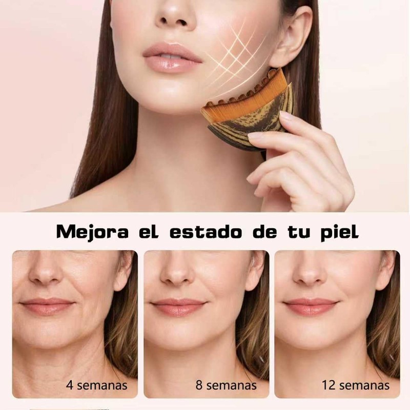 Cepillo de masaje facial para contorno linfático, ergonómico.