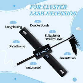 KevKev Lash Bond & Bond Mascara Brush Black Glue and Mini Brush Clear Glue Dual Sided Bond Long Lasting for 72 Hours Strong Hold Waterproof 2 IN 1 Glue Easy to Apply