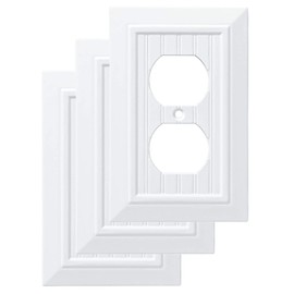 Franklin Brass W35266V-PW-C Classic Beadboard Single Duplex Wall Plate, 3-Pack, 3 Count