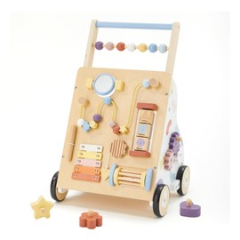 Frogprin Wooden Baby Walker, Baby Push Walker, Montessori Walker Toy for Babies 12M+ Learning to Walk & Sit-to-Stand, Adjustable Speed Walkers for Boys, Baby Activity Center with Sensory Toy for Girls