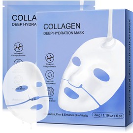 Collagen Face Mask 6PCS, Face Mask Overnight Bio Collagen Face Mask, Lifting Mask for Anti Wrinkle, Deeply Hydratio, Repair, Improve Skin Problems
