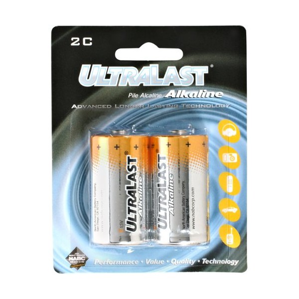 ULTRALAST ULA2C ULA2C C Alkaline Batteries, 2 pk, Multicolor