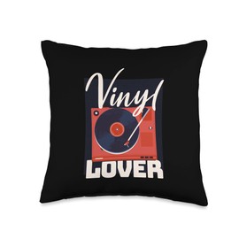 Enjoying A Way Of Recording And Listening To Music I Am Just Lover Music Vinyl Records Throw Pillow, 16x16, Multicolor