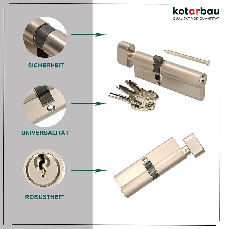 KOTARBAU 5907465919593 Lock Cylinder, Nickel, A 40 / B 40
