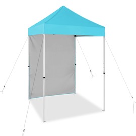 EAGLE PEAK Pop up Canopy 5x5, Outdoor Portable Canopy Tent with One Removable Sunwall, Carry Bag Included, Light Blue