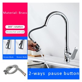 IJPDXOLBQ Chrome/Black Pull-Out Kitchen Faucet Hot and Cold Water Washbasin Sink Rotatable Retractable Faucet(A-368732)