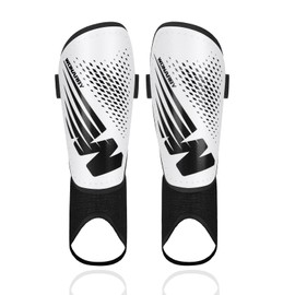 Shin Guards Soccer Youth Kids - Shin Guard for Toddler Boys Girls Teenagers 2-18 Years Old with Ankle Sleeves Protection - Football Shin Pads Equipment with Adjustable Strap - White,M
