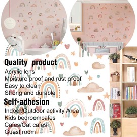 Rainbow Wall Sticker, with Hearts Wall Sticker, Boho Wall Sticker, Wall Sticker for Children's Room, Hearts Children's Room Wall Sticker Baby Room Wall Decoration