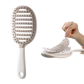 HASTHIP® Cepillo para el Cabello Autolimpiante,Cepillo Desenredante con Cerdas Suaves para Cabello Seco y Mojado,Ideal Mujeres Hombres y Niños Estilo 