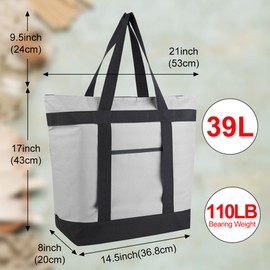 mosago 2PK Reusable Grocery Tote Bags, Insulated Cooler Shopping Bag for Women/Men, Pizza/Food Delivery Bags to Keep Food Hot/Cold for Uber Eats/Doordash, Cooler Bag for Travel/Picnic, Collapsible