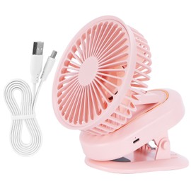 3‑Gears Portable Electric Fan Fully Automatic Shaking Head Electric Fan USB Charging for SummerPink