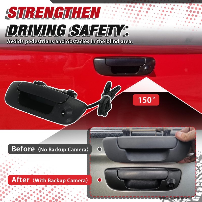 Rear Tailgate Trunk Handle w/Backup Camera Comes with RCA Plug