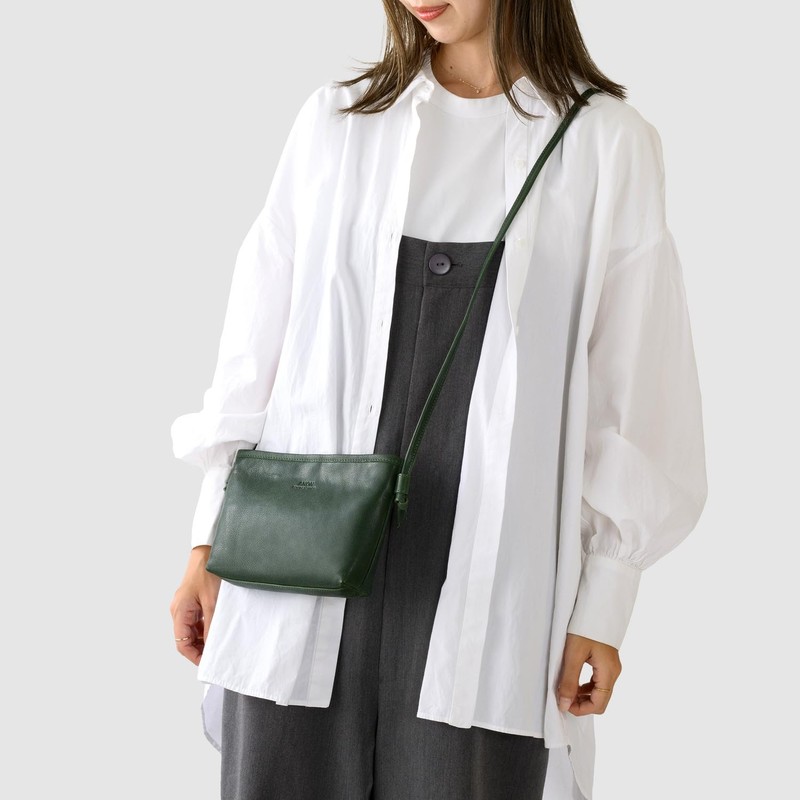 [ANON] Anon SL-G-1729 Goat Leather Horizontal Shoulder Bag (Women's, Cross-body