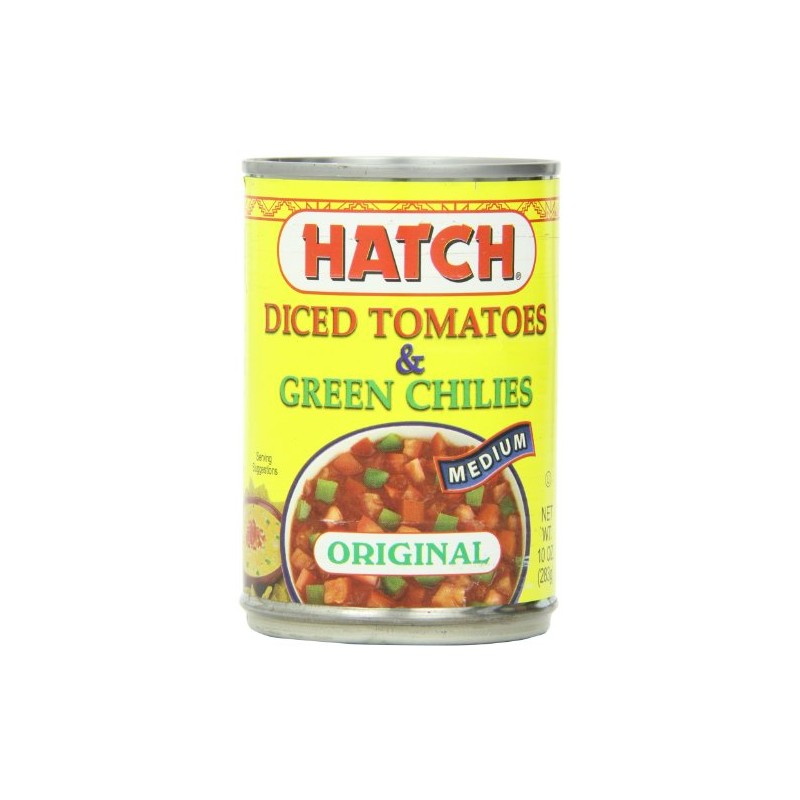 Hatch Tomatoes Diced with Green Chilies, Medium, 10-Ounce (Pack of