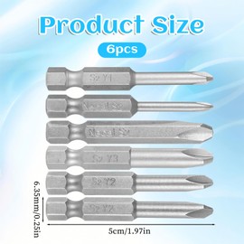 Triwing Screwdriver Bit Set 6 Sizes Y0 Y1 Y2 Y3 Y4 Y5, Y-Type Tri-Wing Drive Screwdriver Insert Bit Set, TriWing Bits Sets 2" Long Shank 1/4 Inch Hex Shank S2 Steel Magnetic 2 Inch Long Drill Bits