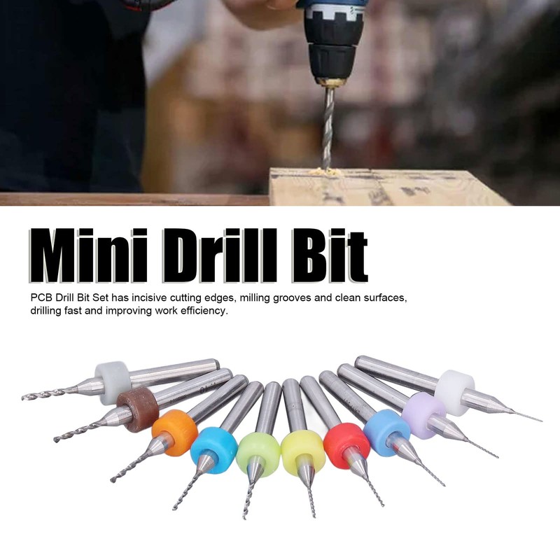 10pcs Mini Drill Bit Colour Micro Spiral Flute CNC Cutter
