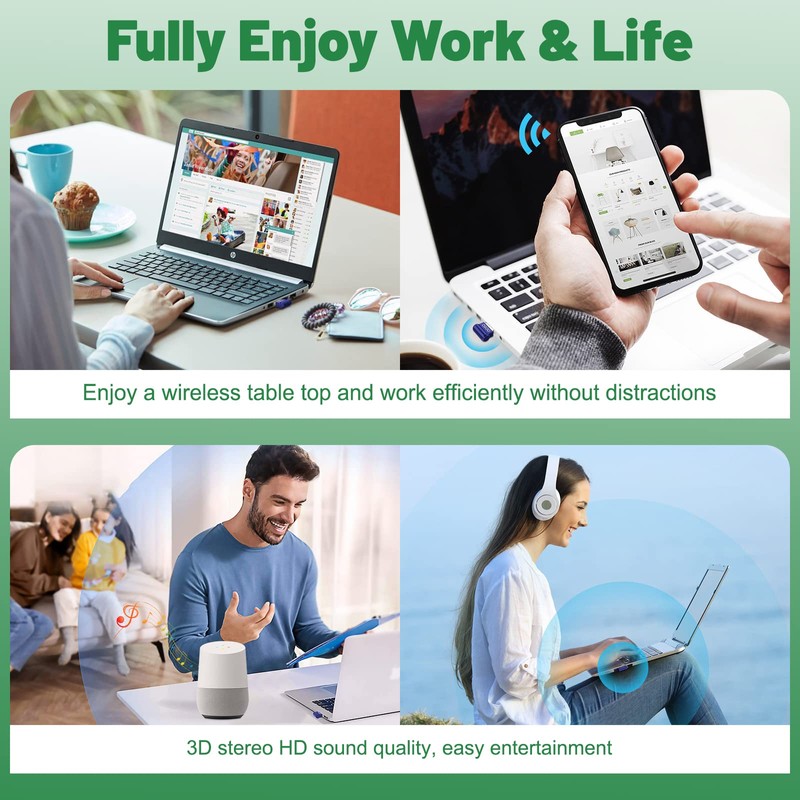 USB Bluetooth Adapter for PC - QGOO Bluetooth Dongle 5.3