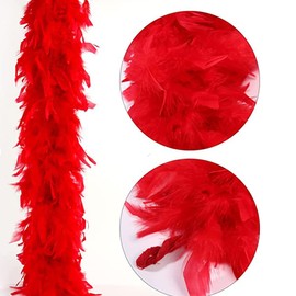 Mu Mianhua 90G Feather Boas 2 Meters Feathers Bow for Decorations Party Supplies Girls Fancy Dress up Costume (Red)
