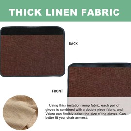 Ntomtuex Linen Office Chair Arm Covers Computer Chair Armrest Pads Covers Adjustable Desk Chair Arm Covers Wheelchair Armrest Protector, Set of 2, Chocolate