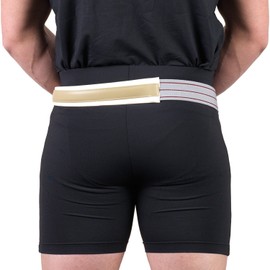 Truform-OTC Elastic Hernia Truss, Single Spring, Professional Medical Style, Hernia Support Brace, Left Side, 32 inch Hip