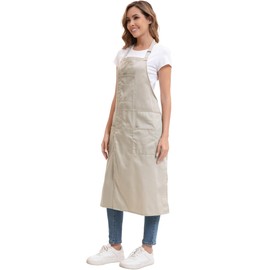 Nanxson Pottery Apron Split Leg Long Artist Painting Apron with 3 Pockets & Adjustable Buckle for Ceramic Wheel DIY Art