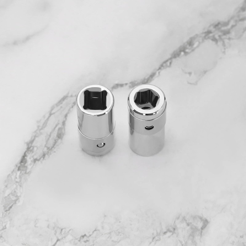 2 Pcs Square Hole to Hex Converter Metal 1/4" Drive