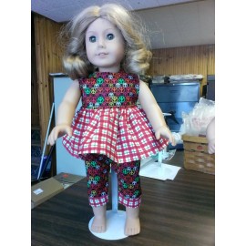 Handmade red and white checked play outfit fits American Girl doll handmade and new