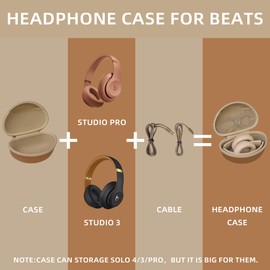 STUKCAZE Portable Headphone Case for Beats Studio Pro / 3,Over Ear Headphone Storage Case with Large Space Pocket for Cables