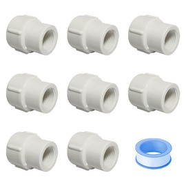 HayEastdor 8PCS 1 to 3/4 Inch Double PVC Adapter Pressure Fittings 1" to 3/4" Female to Female Thread Coupling Pipe Fitting Connector for Garden Works HE046-1x3/4