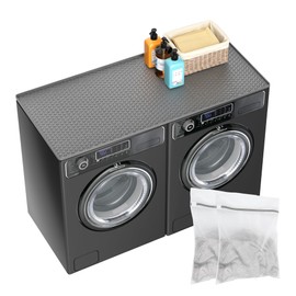 Dionikos 54" x 27.5" Silicone Washer Dryer Countertop Mat with 2 Laundry Bags – Non-Slip, Waterproof, Dustproof Cover for Laundry Room Organization & Surface Protection (Dark Grey, Extra Large)