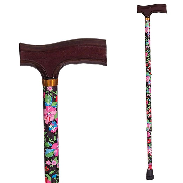 DMI Lightweight Aluminum Walking Cane with Derby-Top Handle, Floral