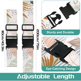 Slohif Luggage Straps for Suitcases Travel Belt Accessories Luggage Connector Identifiers Over Handle with Buckle Unique Boho Nylon Adjustable Strap for Sleeping Bag Car Seat Color Leaf (2 Pack)