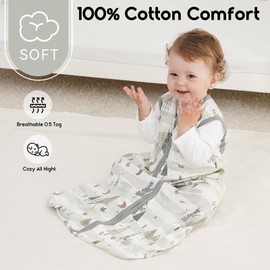 Yoofoss Baby Sleep Sack 18-24 Months 0.5 Tog Wearable Blanket for Baby, 3 Pack 100% Cotton Infant Toddler Sleeping Sack 2-Way Zipper Lightweight Sleep Sack
