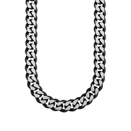 s. Oliver Mens Stainless Steel Necklace Curb Chain 50 cm Black, Matt