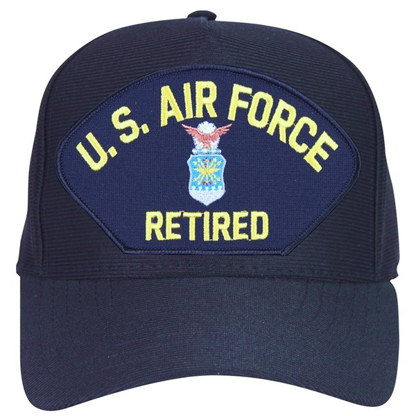 Gorra de béisbol retirada con escudo de la Fuerza Aérea de los Estados Unidos Azul marino. Fabricado en Estados Unidos., Azul marino, Talla única