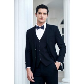 HISDERN Bow Ties for Men Pre-Tied Navy Blue Mens Bow Ties Adjustable Formal Bowtie Wedding Party