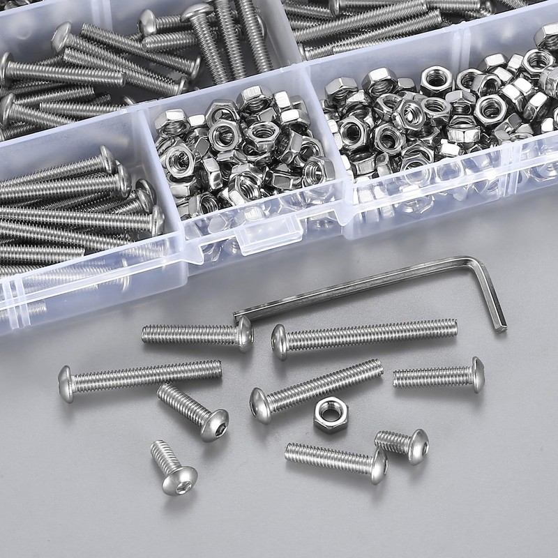 400 Pcs M4 Bolts and Nuts Set, Hex Socket Button