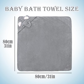 LHLZNB Hooded Baby Towel with Animal Ears | Ultra Soft Bamboo Bath Wrap for Newborns & Toddlers | Cute Design, 80x80cm Hypoallergenic baby towel (Grey Elephant)