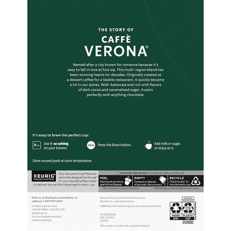 Starbucks Caffe Verona Dark, K-Cup for Keurig Brewers, 24 Count