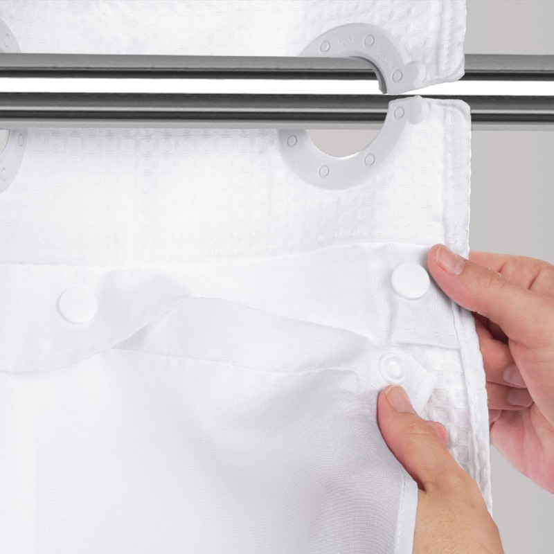Hookless It's A Snap! Polyester Fabric Snap-in Replacement Shower Curtain