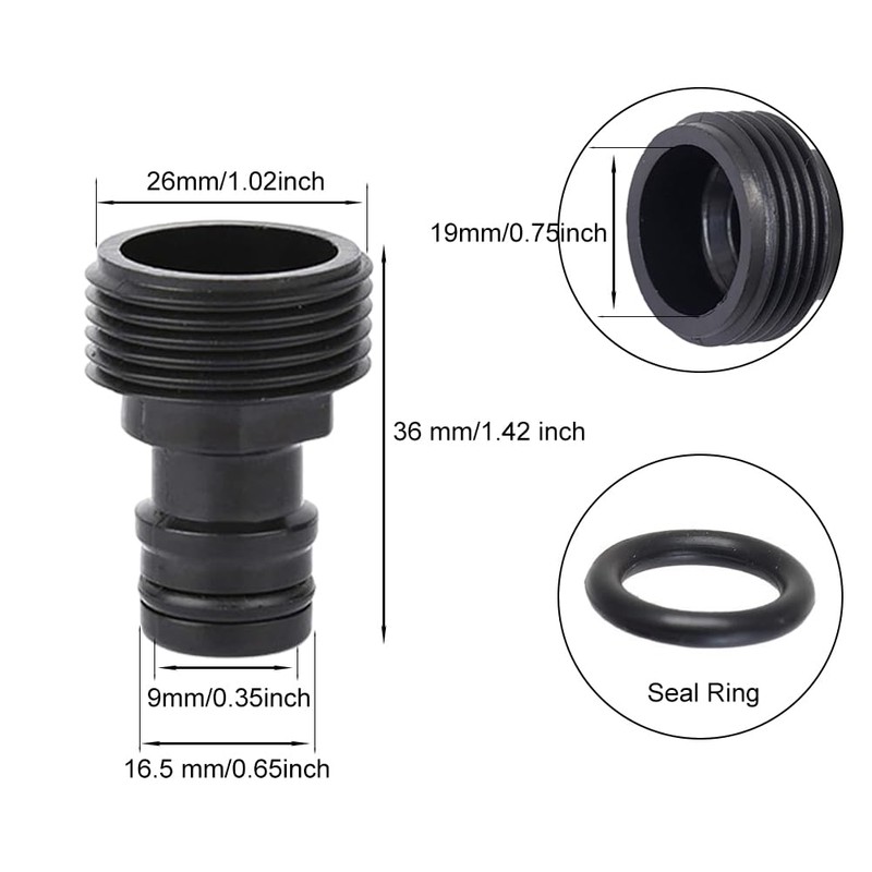 Pack of 2 Tap Connectors, 3/4 Inch Male Thread Quick