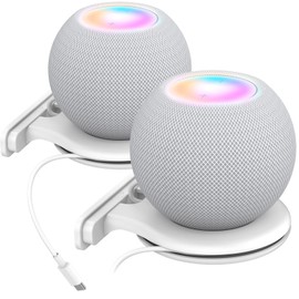Aokicase Compatible with Apple HomePod Mini Holder Wall Mount Stand Accessories with Integrated Cable Management, Speaker Accessories Rack (Apple HomePod Mini, White) 2 Pieces