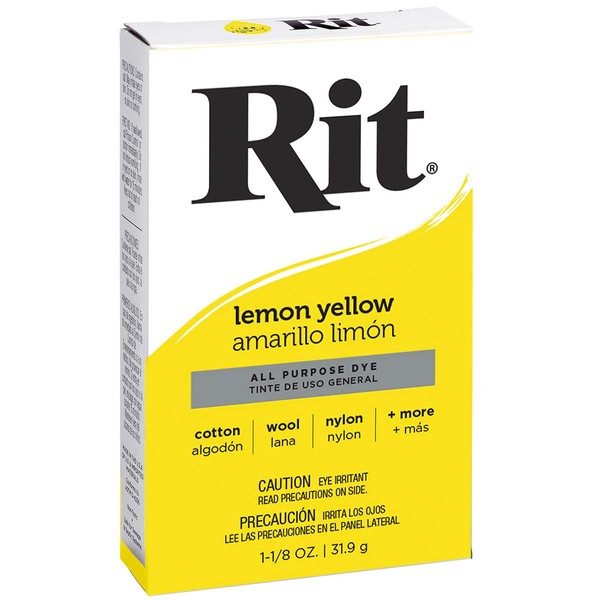 Rit Powder Dye, Polyester, Lemon Yellow, 1 Pack