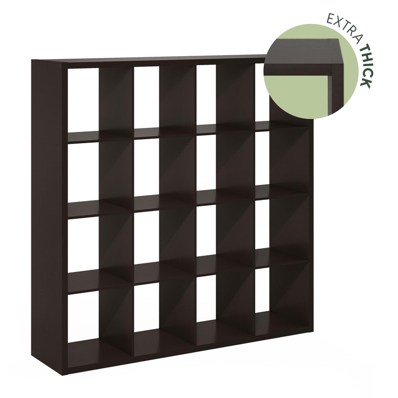 Furinno Cubicle Book Shelf, 16-Cube Bookshelf, Extra Thick Frame Reversible