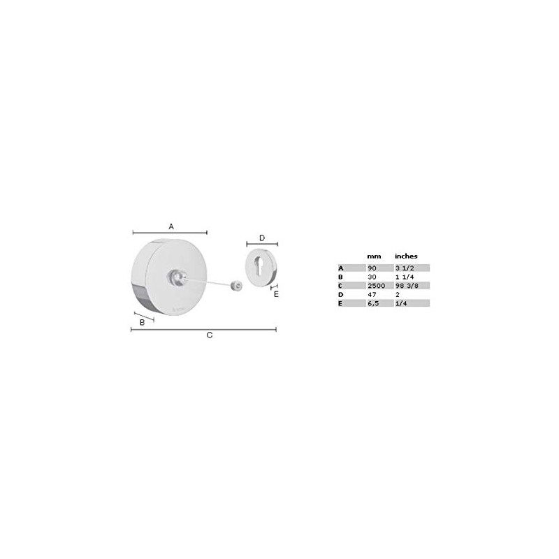 Smedbo Outline Clothes Line Retractable, Polished Chrome, 9 x 3