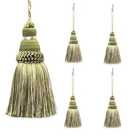 Fenghuangwu Colorful Tassel Key Tassels Elegant DIY Accessories for Curtain and Home Decoration… (Mix Green, 4P)