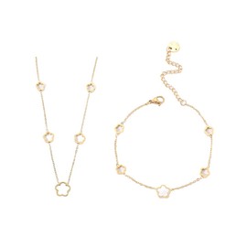 BKEPDY Jewellery Set for Women Girls Bracelets and Chain Women's Set Simple Design Titanium Steel Dainty Necklace and Bracelet Set Gifts Valentine's Day Mother's Day Gifts Birthday, Titanium steel