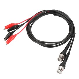 Dual Oscilloscope Test Probe Cable with BNC Q9 Connector and Crocodile Clips - Robust 50Ω Coaxial Cable for Video and Audio Measurement - Set of 2, Red and Black